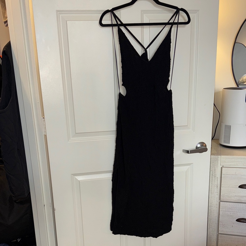 Astr Black Backless Spaghetti Strap Dress